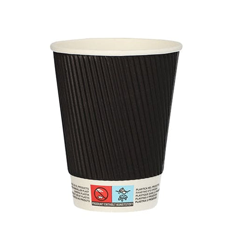 Bio-Degradable Ribbed Black Coffee Cups, 500 per box