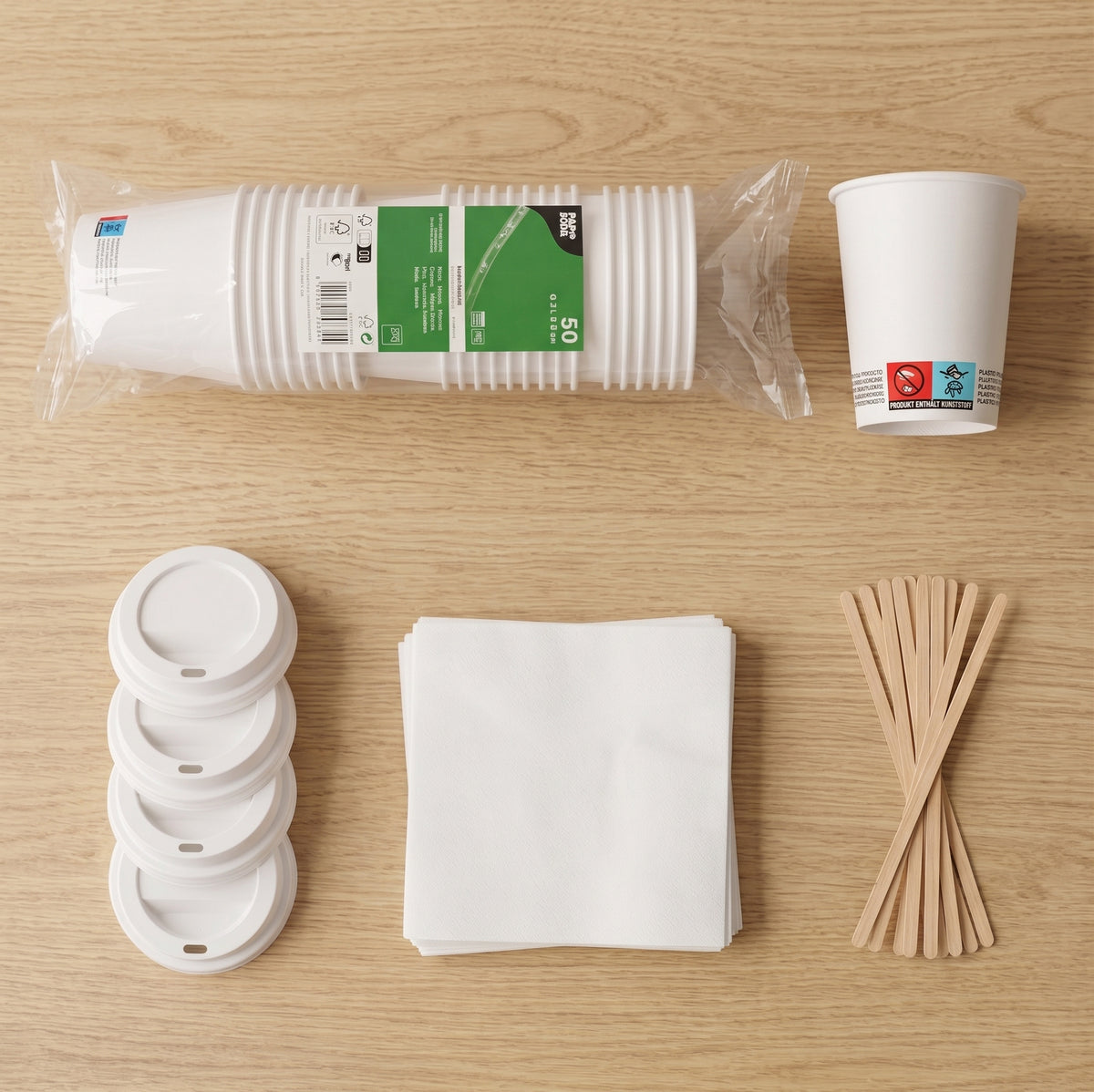 The Coffee Round, one week of cups, lids and napkins