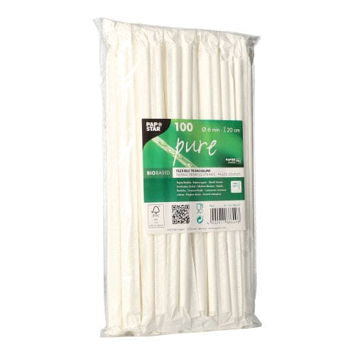 1000 White Flexible Wrapped Straws