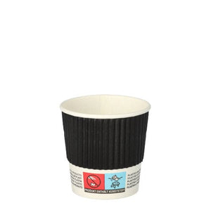 Bio-Degradable Ribbed Black Coffee Cups, 500 per box