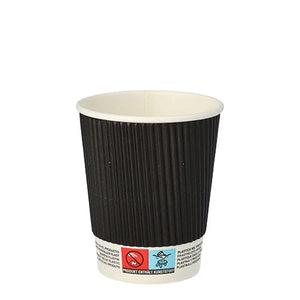 Bio-Degradable Ribbed Black Coffee Cups, 500 per box