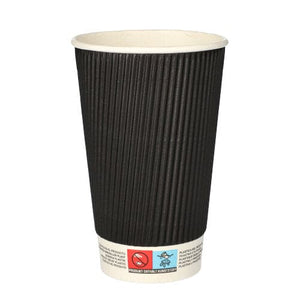 Bio-Degradable Ribbed Black Coffee Cups, 500 per box