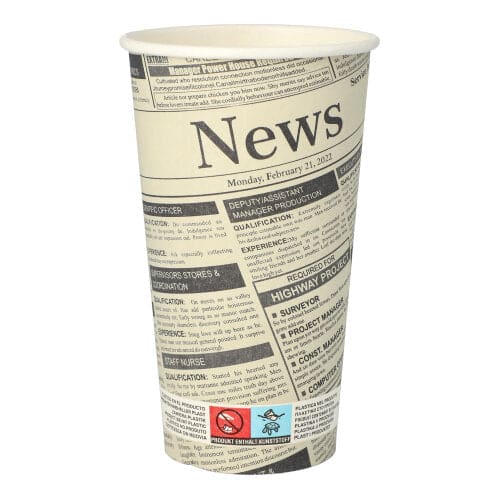 1,000 500ml paper cup "Newsprint", 0.5L Ø9cm White