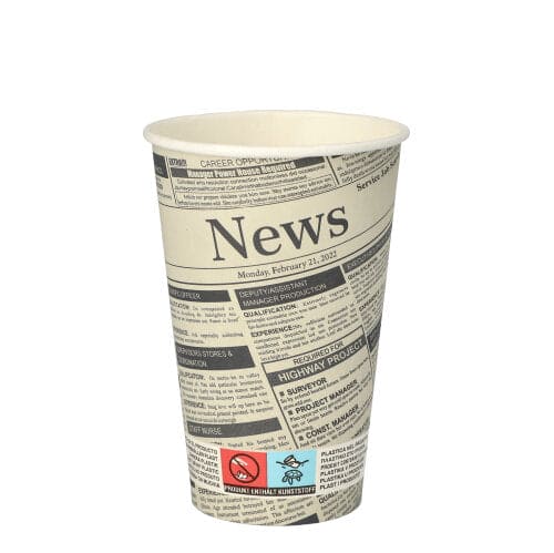 1,000 300ml Paper cup "Newsprint", 0.3L Ø8cm White