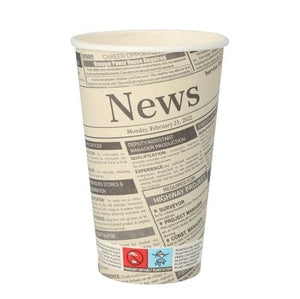 1,000 400ml Paper Cup "Newsprint", 0.4L Ø9cm White