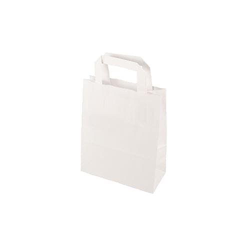 400 22cm White & Brown Carrier Bag With Handles, 22cm x 18cm