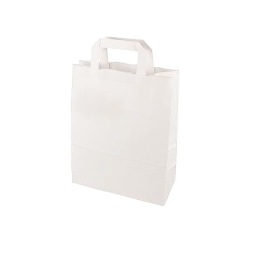 400 28cm White & Brown Carrier Bag With Handles, 28cm x 22cm