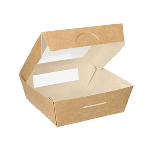 120 Takeaway Box With PLA Window, 4.5cm x 21cm Brown
