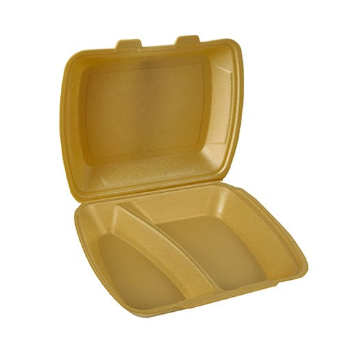 200 2-Compartment Food Boxes, 7.5cm x 24.3cm Gold