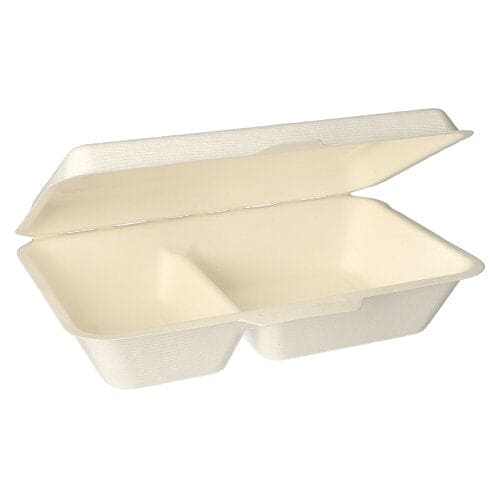 500 Bagasse 2-compartment Food Boxes